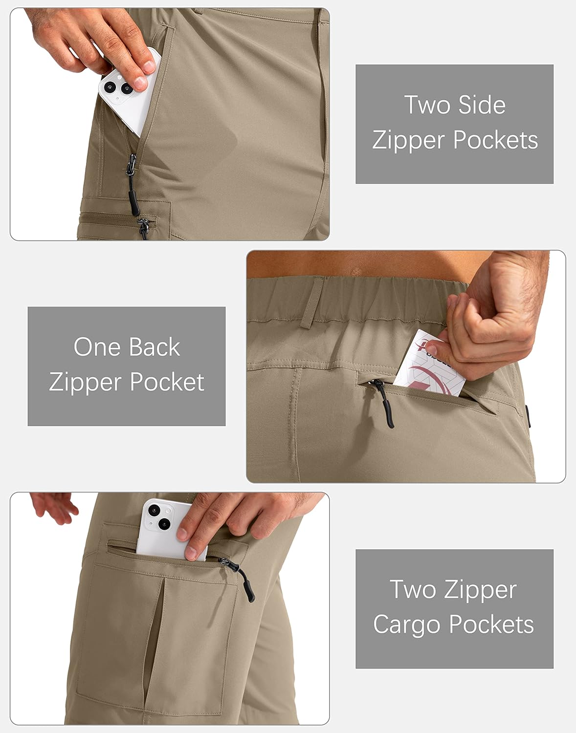 Men's Multi-Pocket Lightweight Outdoor Cargo Shorts, Casual Shorts for Hiking Golf Camping Could you recommend other men's outdoor apparel? Are hooded waterproof jackets available? What features do these hiking cargo shorts have?        What are the advan