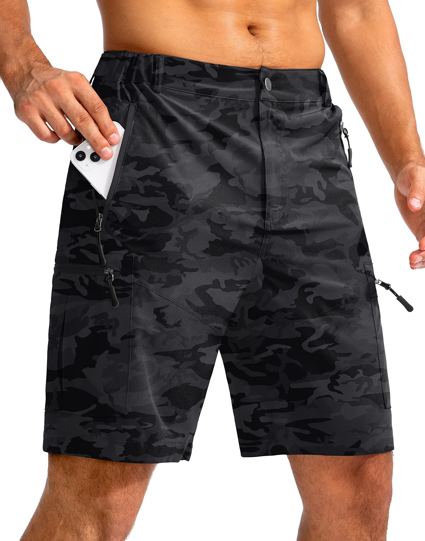 Men's Multi-Pocket Lightweight Outdoor Cargo Shorts, Casual Shorts for Hiking Golf Camping Could you recommend other men's outdoor apparel? Are hooded waterproof jackets available? What features do these hiking cargo shorts have?        What are the advan