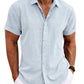 Men's Linen Shirts Short Sleeve Casual Shirts Button Down Shirt for Men Beach Summer Wedding Shirt